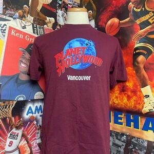 Vintage Planet Hollywood Vancouver Tee Maroon 90s Movie Promo USA Sz Medium